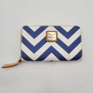 Dooney & Bourke Chevron Zip Around Wallet Blue And White